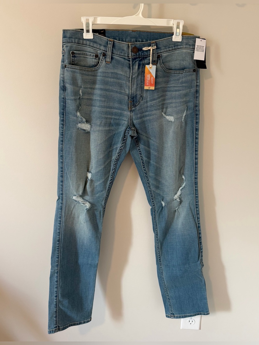 Hollister Skinny Jean Cool Max Stretch Men’s Size 32x32 Light Wash Distressed